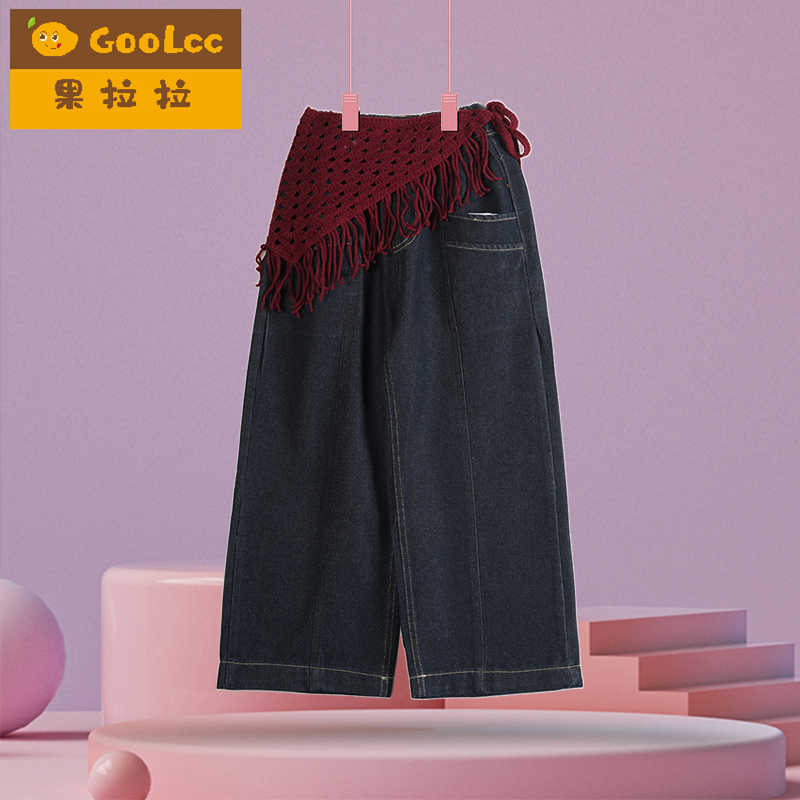 女童秋冬牛仔裤加绒加厚女孩裤子