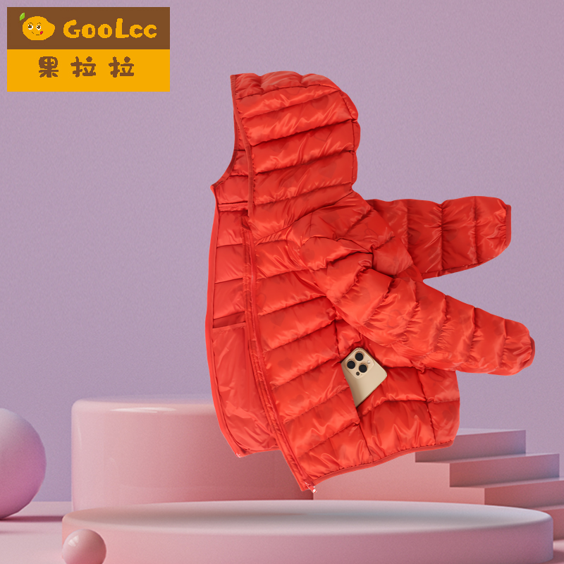 果拉拉短款轻薄女童羽绒服