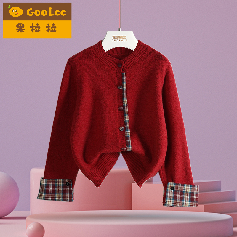果拉拉女童毛衣儿童秋冬针织开衫