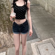 低腰丰胯牛仔超短裤女夏季2025新款网红同款紧身辣妹弹力包臀热裤