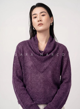 法式感高级羊毛混纺针织衫荡领长袖上衣女气质百搭打底衫2026春季