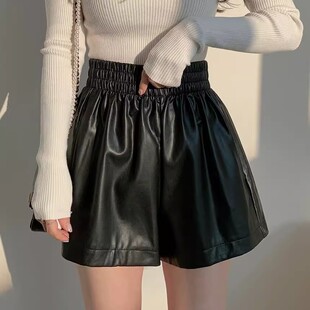 女胖mm时尚 皮裤 百搭显瘦阔腿裤 a字裤 女 2026秋冬新款 pu皮裤 加大码