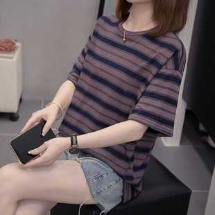 加大码 胖mm夏装 T恤女韩版 洋气纯棉短袖 宽松显瘦休闲上衣女潮 新款