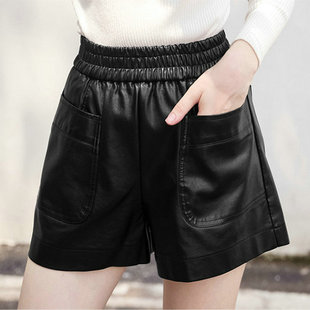 200斤高腰外穿阔腿裤 2025秋冬新款 女胖女士加大码 百搭皮短裤 时尚