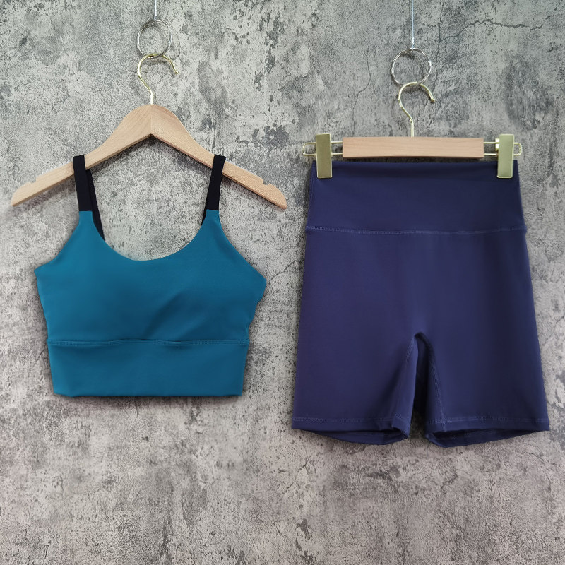 瑜伽服套装女夏季晨跑2021新款运动健身时尚薄款文胸跑步套装