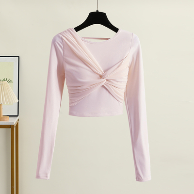 瑜伽服女2025秋冬季新款运动长袖带胸垫上衣T恤普拉提训练健身服