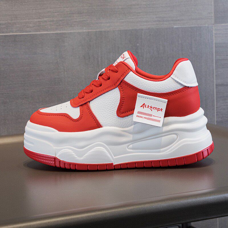 2026春夏新款厚底真皮内增高8cm小个子软底休闲小白鞋女网面透气