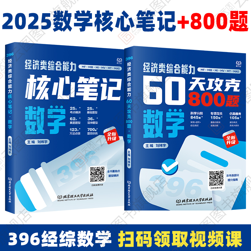 新版预售】2025考研经济类联考396数学核心笔记跨考刘伟宇60天攻克800题综合能力刘纬宇数学教材讲义搭周洋鑫经济类800题基础篇