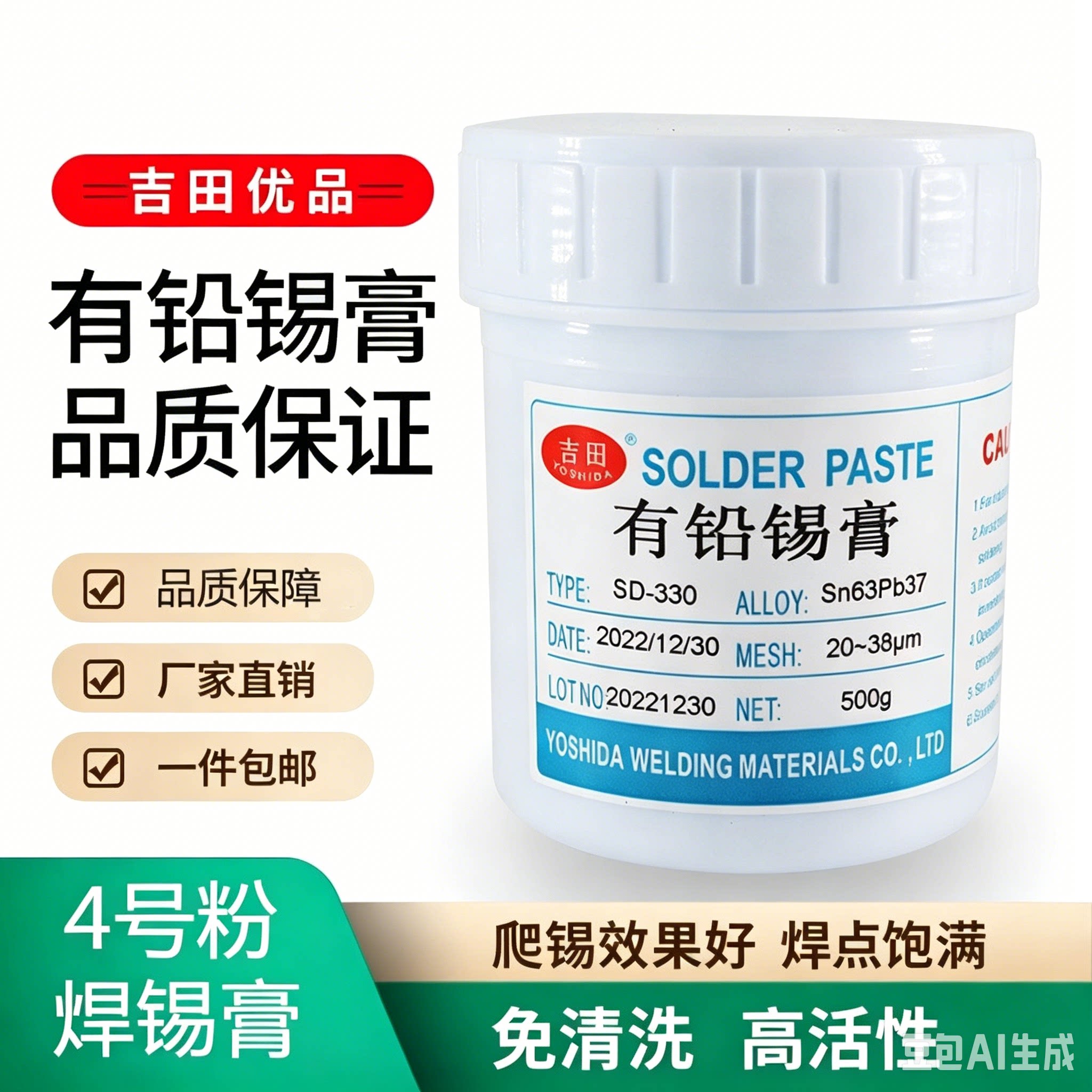 焊点亮，爬锡好有铅锡膏吉田