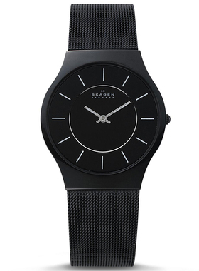 Skagen诗格恩中性时尚腕表 时尚休闲经典腕表黑色233LTMB银233LSS