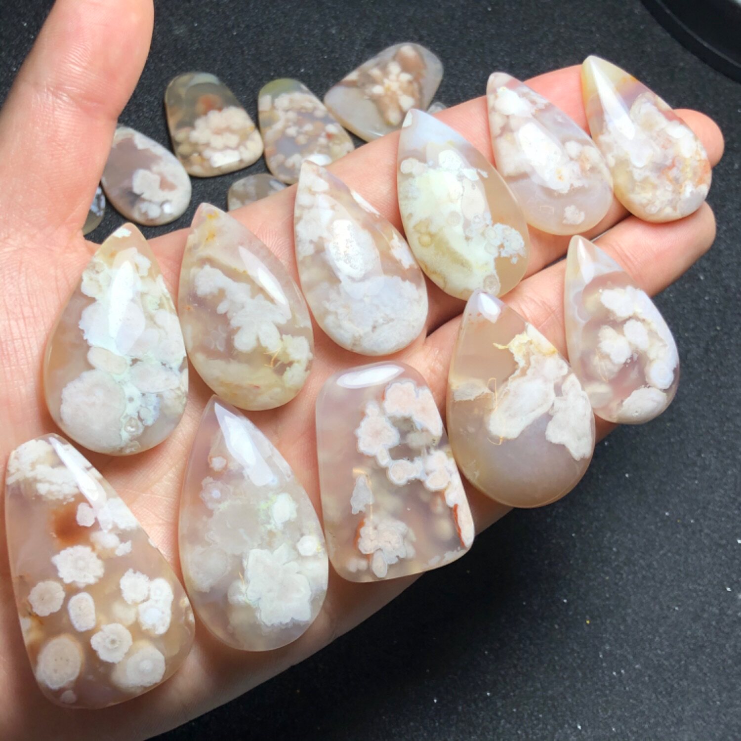 天然樱花玛瑙水滴吊坠海洋飘花玛瑙方牌项链毛衣链一物一图可打孔