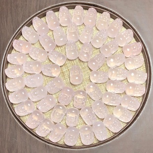 天然粉水晶貔貅吊坠DIY编绳绕线镶嵌手链项链锁骨链情侣挂件配饰