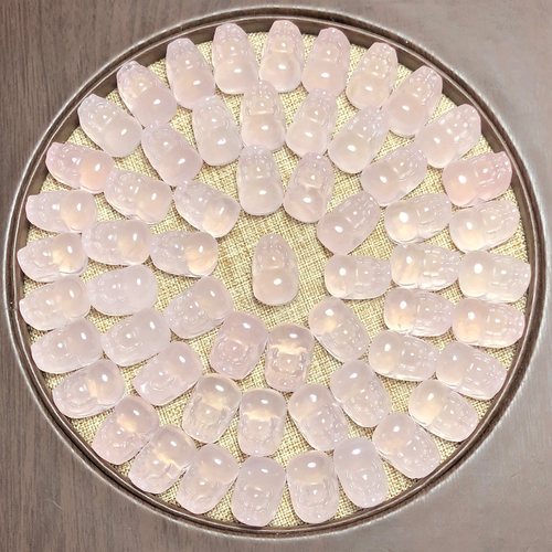 天然粉水晶貔貅吊坠diy编绳绕线