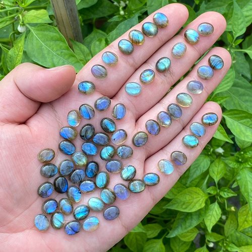 清仓特价 天然拉长石戒面椭圆裸石蛋面灰月光DIY蓝光镶嵌戒指耳钉