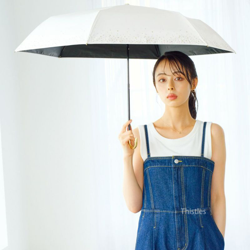 日本进口WPC伞新款超轻遮阳防晒彩胶黑胶三折爱心星星太阳晴雨伞