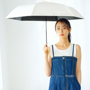 日本进口WPC伞新款 超轻遮阳防晒彩胶黑胶三折爱心星星太阳晴雨伞