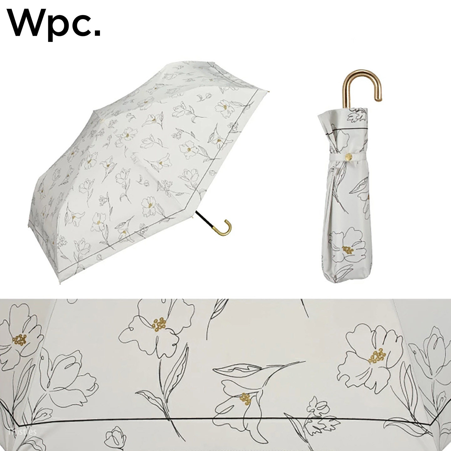 日本进口Wpc伞晴雨防晒遮阳超轻三折两用防紫外线黑胶新款花朵ig