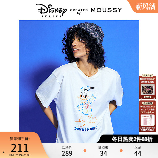 moussy俏皮唐老鸭oversizeT恤