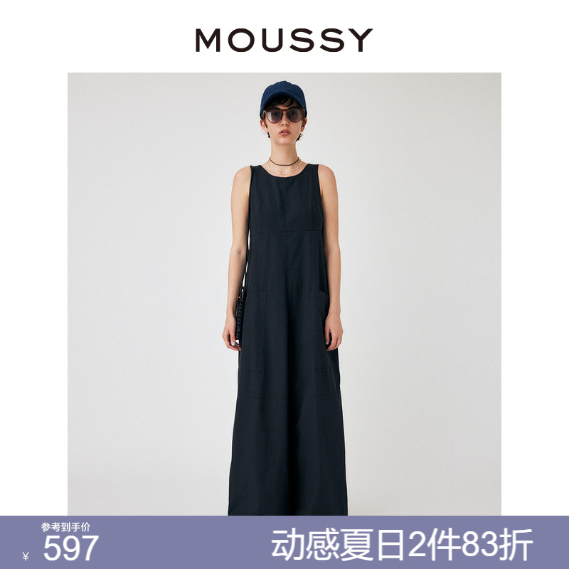 MOUSSY 夏季新品日系风简约设计无袖阔腿连体裤010GAS30-69