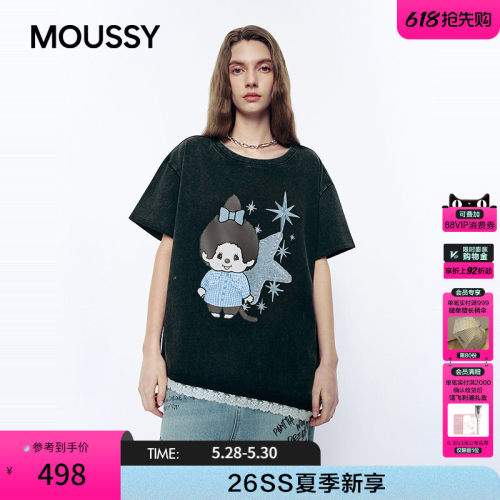 MOUSSY&Monchhichi合作款 2026夏季新品慵懒印花T恤028JSZ01-1006