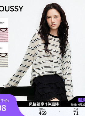 MOUSSY 2026夏季新品复古风条纹撞色休闲长袖T恤女028JSC90-1090