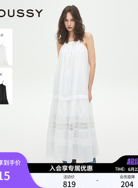 MOUSSY 夏季新品法式复古拼接蕾丝吊带连衣裙女028ISA33-2041