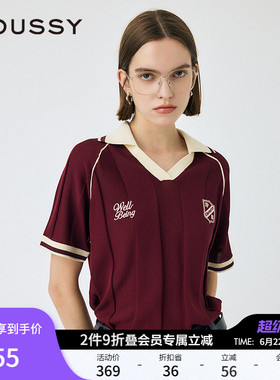 MOUSSY 早春学院风美式复古撞色宽松短袖T恤010IA474-6921