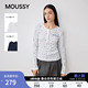 MOUSSY秋冬新品 1025 复古碎花华夫格圆领纽扣打底针织028IAA90