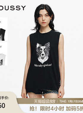 MOUSSY 春季新品美式街头狗头印花绑带无袖背心028ISA90-2861