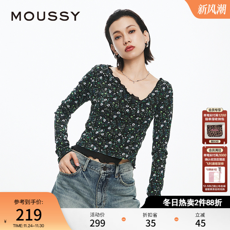 MOUSSY法式优雅淑女风针织开衫