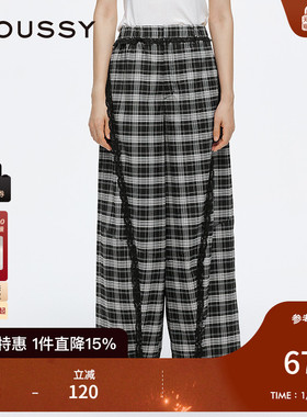 MOUSSY 秋季新品休闲慵懒风蕾丝花边宽松休闲裤028ISA31-3551