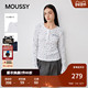 MOUSSY秋冬新品 复古碎花华夫格圆领纽扣打底针织028IAA90