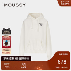 MOUSSY 秋季新品蝴蝶刺绣印花多色连帽卫衣女028ISZ90-0051