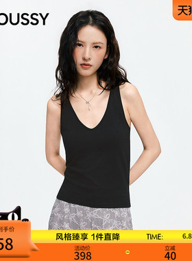 MOUSSY2026夏季新品辣妹风简约修身V领交叉美背吊带010JS380-5021