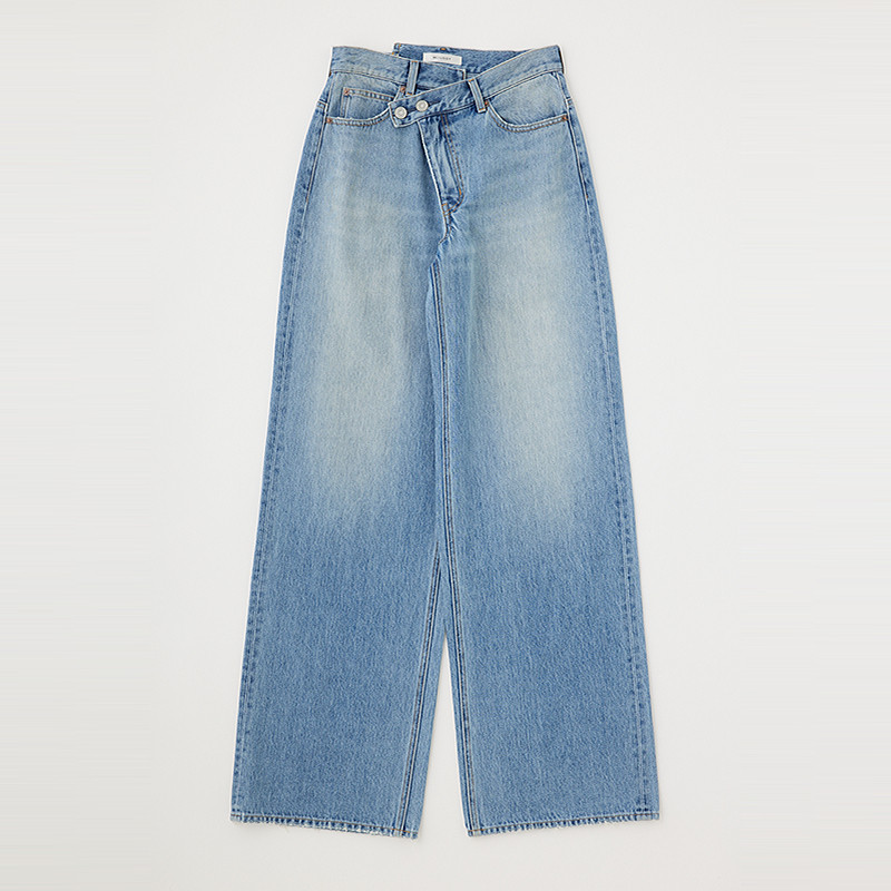 thumbnail for Song Yanfei's MOUSSY irregular design diagonal button, belly-covering wide-leg jeans for women, 028JAA11-1003