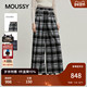 2026早春新品 复古港风格 纹撞色高腰阔腿长裤 MOUSSY 028IAA31 2371