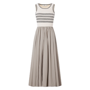 MOUSSY秋季新品复古风条纹针织拼接背心连衣裙028ISZ70-3861