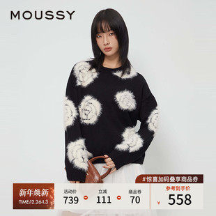 028IAZ70 休闲灵落提花撞色宽松毛针织衫 1018 2025早秋新品 MOUSSY