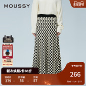 MOUSSY 2881 复古港风提花格纹针织裙半身裙028HAA70 冬季 新品