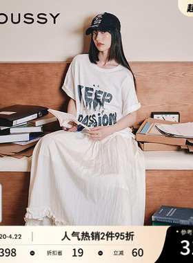 MOUSSY 早春潮流涂鸦风字母印花宽松短袖T恤028IAA90-1002