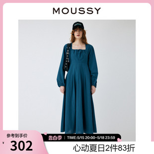 方领露背日系休闲长款 MOUSSY 新品 1690 夏季 连衣裙女010GS230