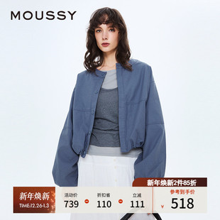 日系简约风宽松短款 新品 长袖 衬衫 1014 MOUSSY 女028IAZ30 秋季