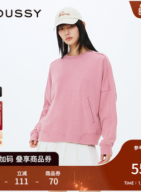 MOUSSY 秋季新品休闲圆领套头字母宽松卫衣女028IAZ90-1012