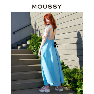 明星同款 MOUSSY 夏季 1890 新品 大露背吊带连衣裙女010GSS30