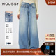 程潇同款 6771 女010IAA11 MOUSSY 不规则设计感斜扣遮肚阔腿牛仔裤