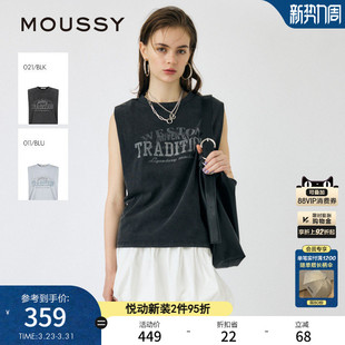 T恤010IS290 MOUSSY 街头做旧印花坎肩背心无袖 新品 8671 夏季
