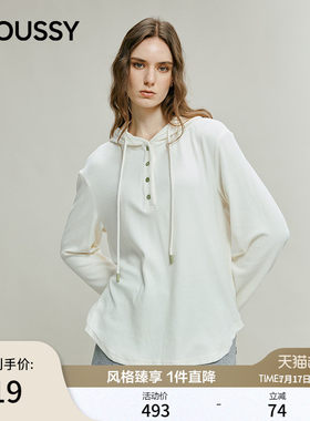 MOUSSY 春季新品休闲慵懒风抽绳连帽亨利领卫衣028IAC80-1020
