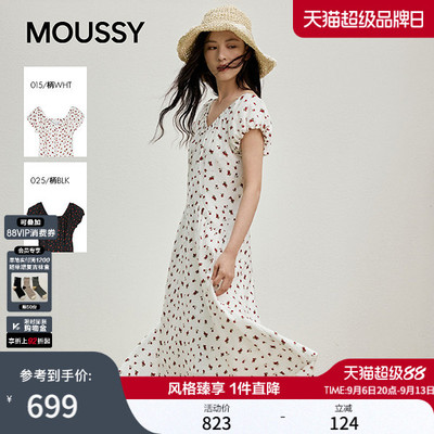 MOUSSY2026夏季新品法式海边度假碎花泡泡袖连衣裙028JSC33-1024