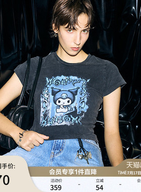 MOUSSY&酷洛米合作款 春季新品甜酷修身短袖T恤010IAF01-5381
