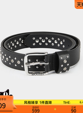 MOUSSY 2026夏季新品甜酷辣妹风撞色可调节皮质腰带028JSA56-1014